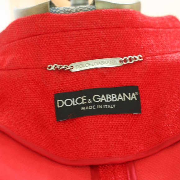DOLCE & GABBANA Red Double-Breasted Short Pea Coat - Picture 5 of 6